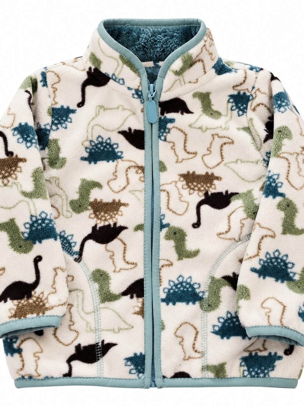 Kids Dinosaur Fleece Zip-Up Jacket | Cozy Soft Dino Print